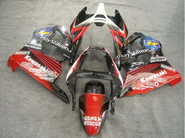 Purchase 2000-2002 White Red Black PlayStation 2 Kawasaki ZX6R Motorcycle Fairings UK