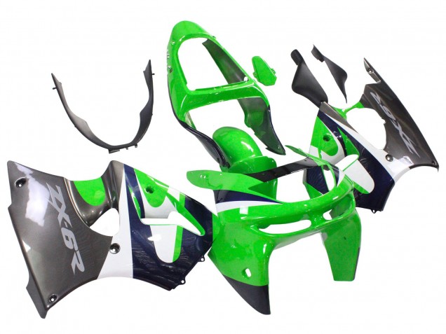 Purchase 1998-1999 Green White Dark Blue Silver Kawasaki ZX6R Motorcycle Fairings UK
