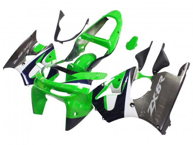 Purchase 1998-1999 Green White Dark Blue Silver Kawasaki ZX6R Motorcycle Fairings UK