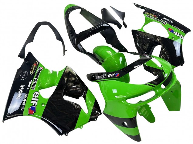Purchase 1998-1999 Green Glossy Black Elf Bridgestone Kawasaki ZX6R Motorcycle Fairings UK