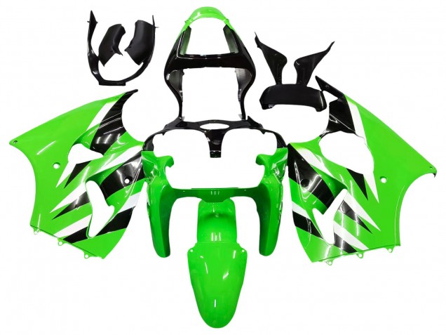 Purchase 2000-2002 Green White Black Kawasaki ZX6R Motorcycle Fairings UK