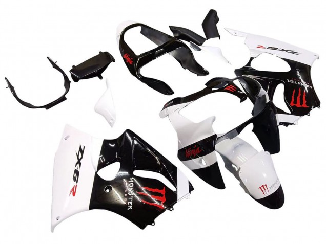 Purchase 2000-2002 White Black Red Monster Kawasaki ZX6R Motorcycle Fairings UK