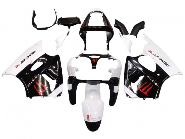 Purchase 2000-2002 White Black Red Monster Kawasaki ZX6R Motorcycle Fairings UK