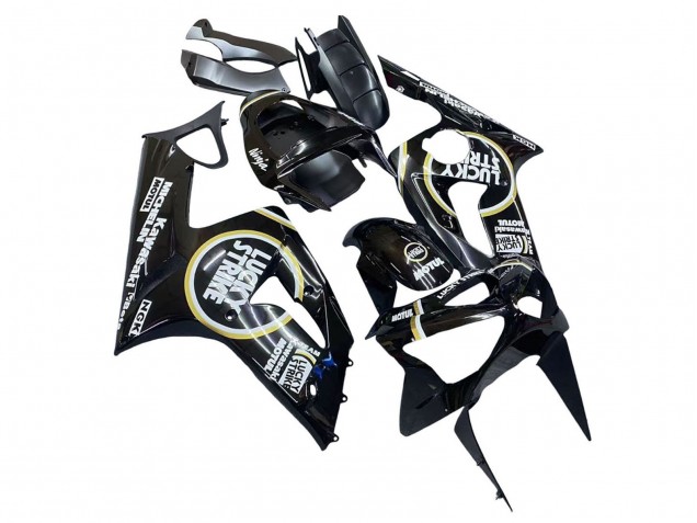 Purchase 2003-2004 Glossy Black White Motul Lucky Strike Kawasaki ZX6R Motorcycle Fairings UK