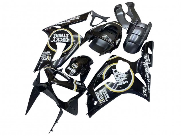 Purchase 2003-2004 Glossy Black White Motul Lucky Strike Kawasaki ZX6R Motorcycle Fairings UK