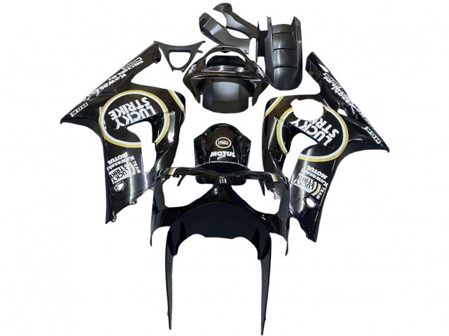 Purchase 2003-2004 Glossy Black White Motul Lucky Strike Kawasaki ZX6R Motorcycle Fairings UK