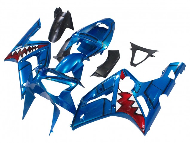 Purchase 2003-2004 Blue White Red Shark Kawasaki ZX6R Motorcycle Fairings UK