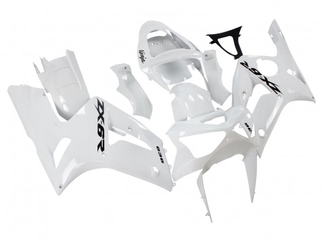 Purchase 2003-2004 White Black Decals Kawasaki ZX6R Motorcycle Fairings UK