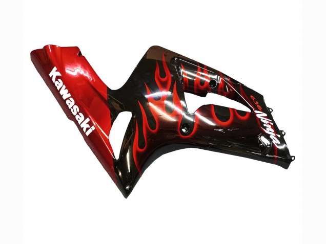 Purchase 2003-2004 Glossy Black Red Flame Kawasaki ZX6R Motorcycle Fairings UK