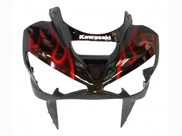 Purchase 2003-2004 Glossy Black Red Flame Kawasaki ZX6R Motorcycle Fairings UK