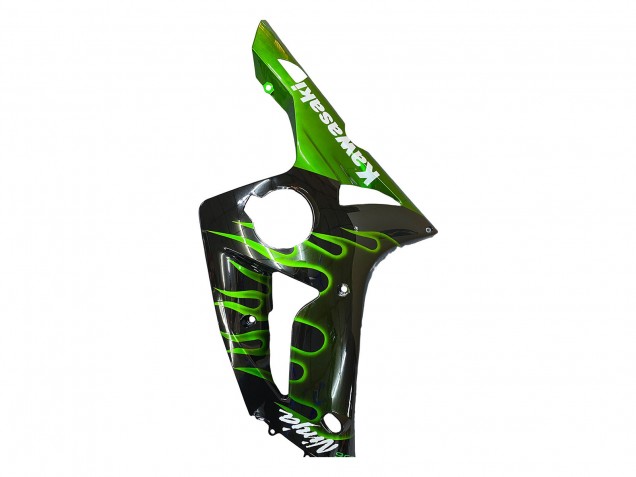 Purchase 2003-2004 Glossy Black Green Flame Kawasaki ZX6R Motorcycle Fairings UK