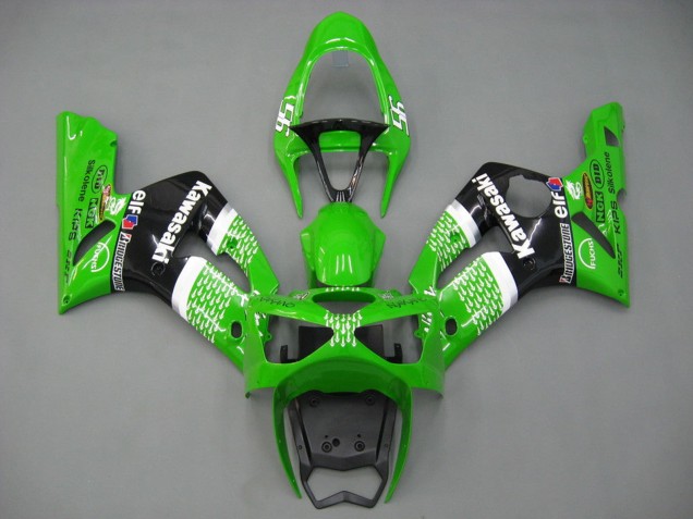 Purchase 2003-2004 Green White Black Elf Bridgestone Kawasaki ZX6R Motorcycle Fairings UK