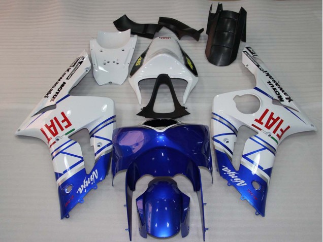 Purchase 2003-2004 White Blue Red Fiat Kawasaki ZX6R Motorcycle Fairings UK
