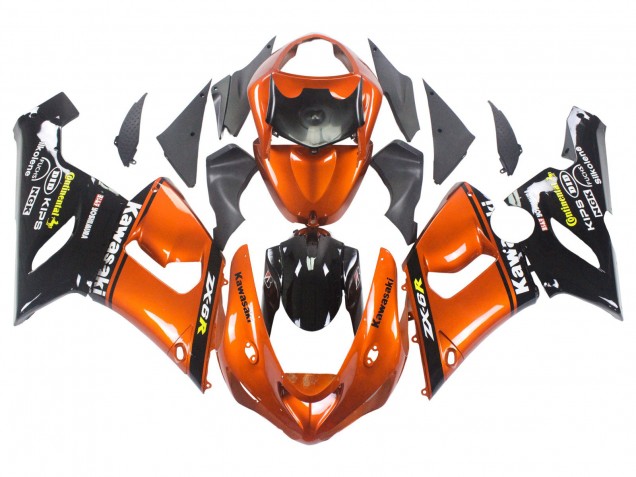 Purchase 2005-2006 Orange Black Kawasaki ZX6R Motorcycle Fairing UK