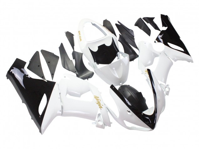 Purchase 2005-2006 White Black Gold Ninja Kawasaki ZX6R Motorcycle Fairings UK