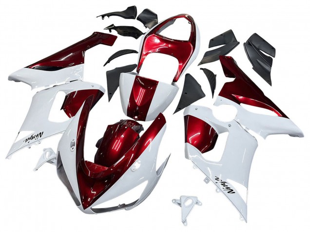 Purchase 2005-2006 White Red Kawasaki ZX6R Motorcycle Fairings UK