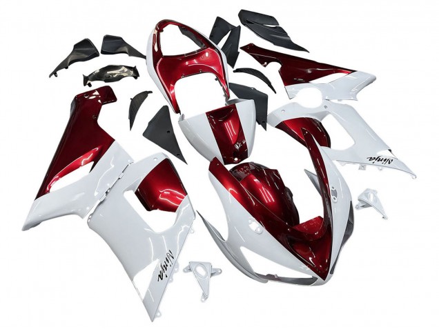 Purchase 2005-2006 White Red Kawasaki ZX6R Motorcycle Fairings UK