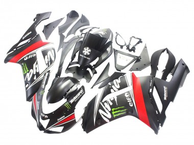 Purchase 2007-2008 Black White Red with White Snow Decal Ninja Elf Kawasaki ZX6R Motorcycle Fairings UK