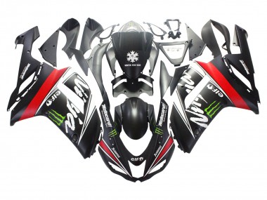 Purchase 2007-2008 Black White Red with White Snow Decal Ninja Elf Kawasaki ZX6R Motorcycle Fairings UK