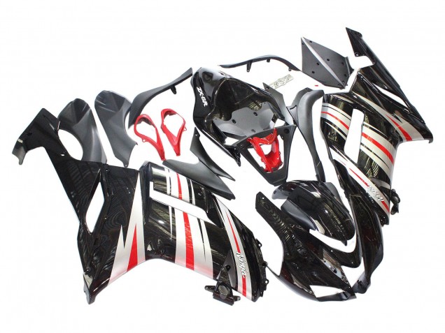 Purchase 2007-2008 Black Silver Red Ninja Kawasaki ZX6R Motorcycle Fairings UK