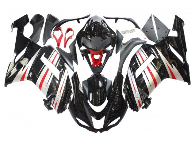 Purchase 2007-2008 Black Silver Red Ninja Kawasaki ZX6R Motorcycle Fairings UK