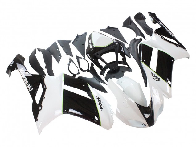 Purchase 2007-2008 Black White Ninja Kawasaki ZX6R Motorcycle Fairings UK