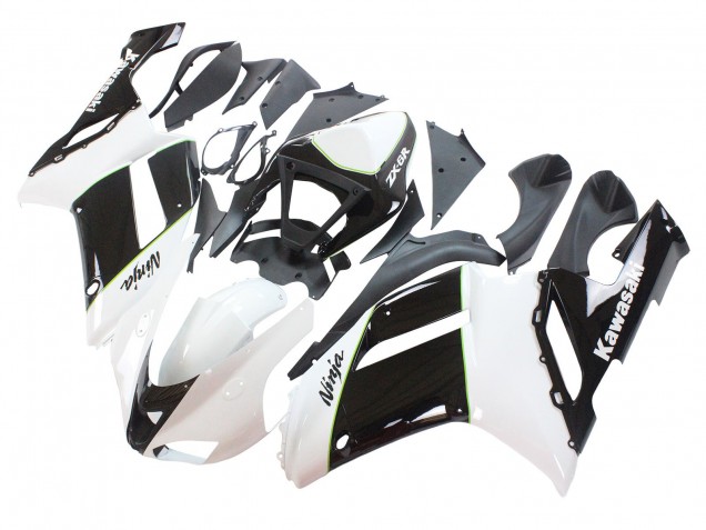 Purchase 2007-2008 Black White Ninja Kawasaki ZX6R Motorcycle Fairings UK