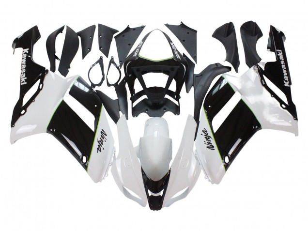 Purchase 2007-2008 Black White Ninja Kawasaki ZX6R Motorcycle Fairings UK