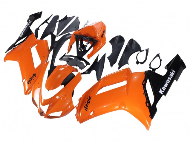 Purchase 2007-2008 Orange Black Ninja Kawasaki ZX6R Motorcycle Fairings UK