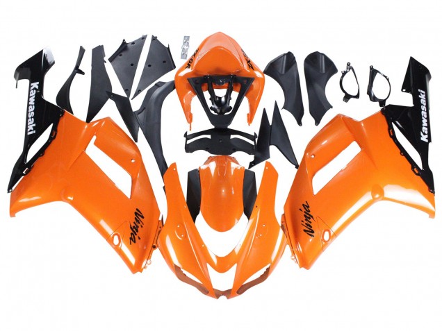 Purchase 2007-2008 Orange Black Ninja Kawasaki ZX6R Motorcycle Fairings UK