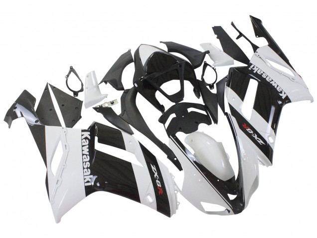 Purchase 2007-2008 White Black Kawasaki ZX6R Motorcycle Fairing UK
