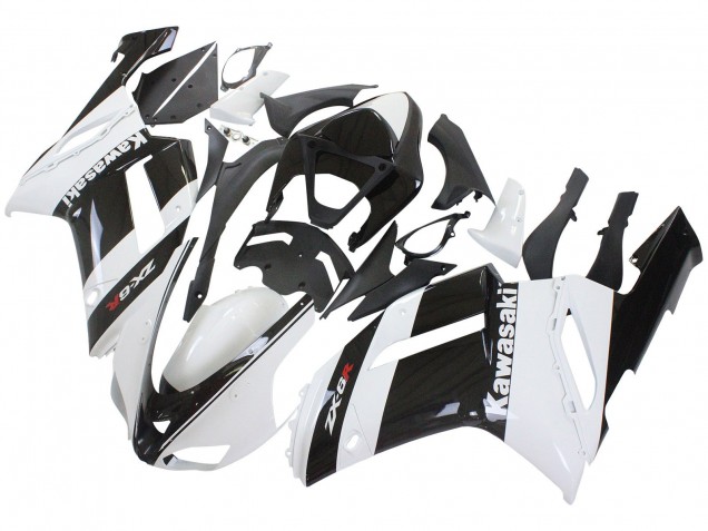 Purchase 2007-2008 White Black Kawasaki ZX6R Motorcycle Fairing UK