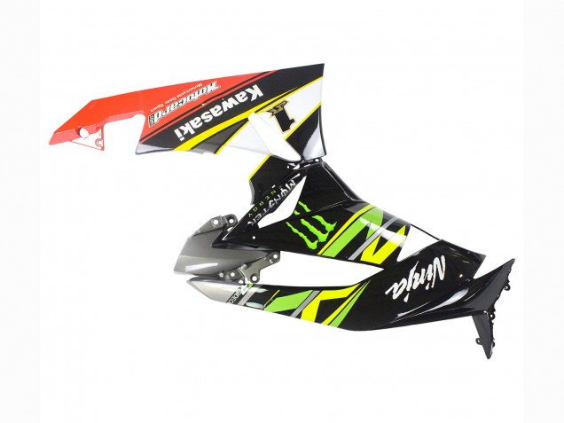 Purchase 2009-2012 Green Glossy Black Yellow White Red Elf Monster Kawasaki ZX6R Motorcycle Fairings UK