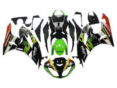 Purchase 2009-2012 Green Glossy Black Yellow White Red Elf Monster Kawasaki ZX6R Motorcycle Fairings UK