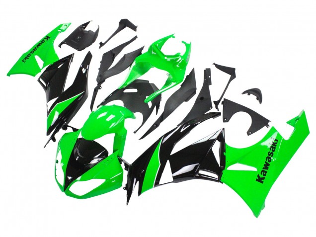 Purchase 2009-2012 Green Glossy Black Kawasaki ZX6R Motorcycle Fairings UK