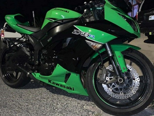 Purchase 2009-2012 Green Glossy Black Kawasaki ZX6R Motorcycle Fairings UK