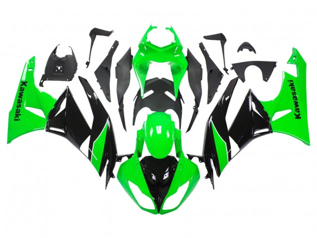 Purchase 2009-2012 Green Glossy Black Kawasaki ZX6R Motorcycle Fairings UK