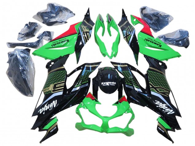 Purchase 2009-2012 Red Glossy Black Honeycomb Kawasaki ZX6R Motorcycle Fairings UK