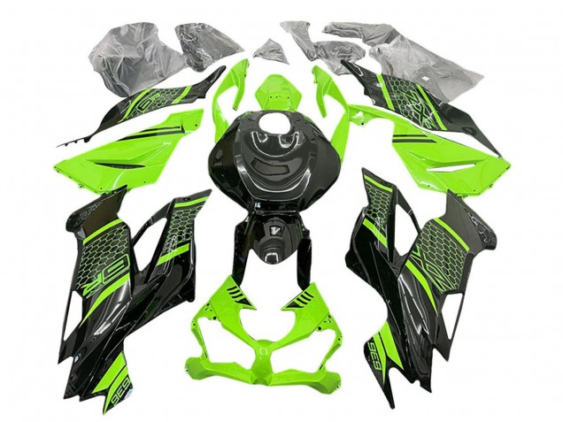 Purchase 2019-2022 Green Black Honeycomb Kawasaki ZX6R Motorcycle Fairings UK