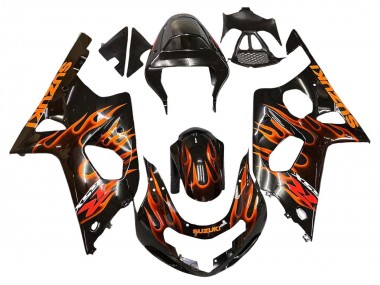Purchase 2000-2002 Glossy Black Orange Flame Suzuki GSXR1000 Motorcycle Fairings UK