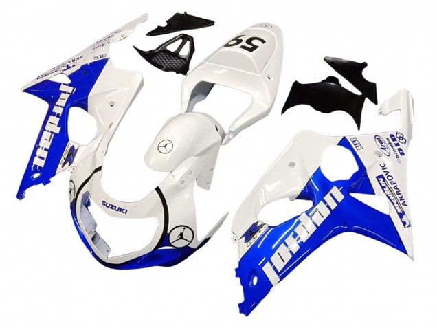 Purchase 2000-2002 White Blue Jordan 59 Suzuki GSXR1000 Motorcycle Fairings UK