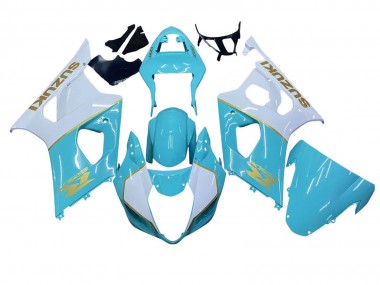 Purchase 2003-2004 White Light Blue Gold Suzuki GSXR 1000 Motorcycle Fairings UK