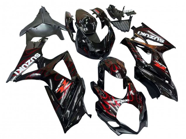 Purchase 2007-2008 Black Red Flame Suzuki GSXR 1000 Motorcycle Fairings UK