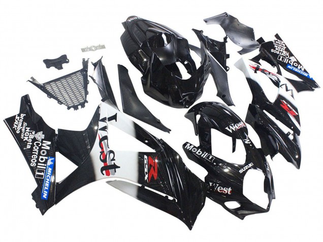 Purchase 2007-2008 Glossy Black White West Suzuki GSXR 1000 Motorcycle Fairings UK