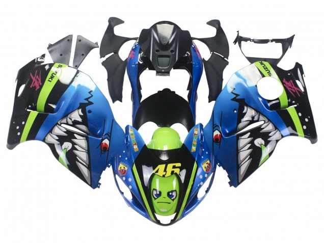 Purchase 1996-2007 Blue Green Shark 46 Suzuki GSXR 1300 Hayabusa Motorcycle Fairings UK