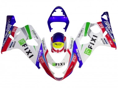 Purchase 2004-2005 White Blue Red Yellow Green Fixi Suzuki GSXR 600 / GSXR 750 Motorcycle Fairings UK