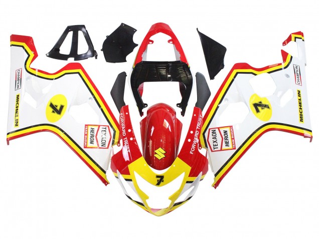 Purchase 2004-2005 White Red Yellow Michelin Texaon Heron 7 Suzuki GSXR 600 / GSXR 750 Motorcycle Fairings UK