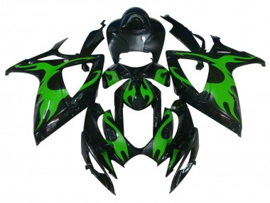 Purchase 2004-2005 Glossy Black Green Flame Suzuki GSXR 600 / GSXR 750 Motorcycle Fairings UK