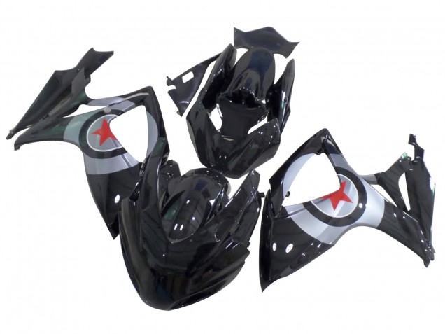 Purchase 2004-2005 Glossy Black Silver Red Star Suzuki GSXR 600 / GSXR 750 Motorcycle Fairings UK