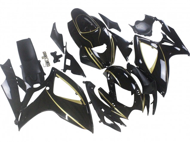 Purchase 2006-2007 Glossy Black Gold Stripe Suzuki GSXR 600 / GSXR 750 Motorcycle Fairings UK
